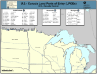 Border Crossing Map USCanada Central