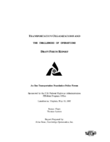 Transportation Organizations and the Challenges of Operations Draft Forum Report