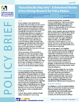 Actual Results May Vary A Behavioral Review of EcoDriving Research for Policy Makers Policy Brief