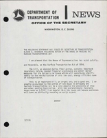 Statement by Secretary of Transportation Claude S Brinegar Following Action by House Rules Committee in Reporting the Surface Transportation Act for Floor Vote