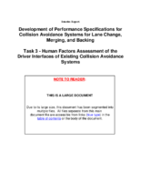 Development of Performance Specifications for Collision Avoidance Systems for Lane Change Merging  Backing Task 3  Human Factors Assessment of the Driver Interfaces of Existing Collision Avoidance Systems