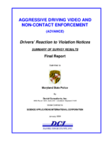 Aggressive Driving Video and NonContact Enforcement ADVANCE Drivers Reaction to Violation Notices Summary of Survey Results