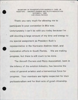 Secretary of Transportation Andrew H Card Jr Speeches October 1992