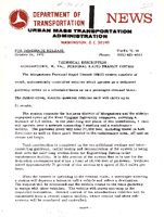 Department of Transportation News Urban Mass Transportation Administration UMTA 7290 Technical Description Morgantown WVA Personal Rapid Transit System