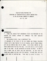 Talking Points Prepared for Secretary of Transportation Elizabeth Hanford Dole to the Des Moines Chamber of Commerce