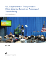 US Department of Transportation Public Listening Summit on Automated Vehicle Policy Summary Report
