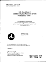 US Coast Guard 1994 Oil Pollution Research Grants Publications  Part 1