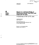 Report on a National Study of Preliminary Breath Test PBT and Illegal per Se Laws Effectiveness of PBT  IPS Laws