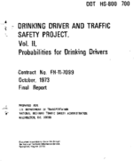 Drinking Driver and Traffic Safety Project Volume 2 Probabilities for Drinking Drivers