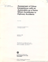 Assessment of driver inexperience with an automobile as a factor which contributes to highway accidents
