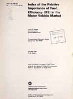 Index of the Relative Importance of Fuel Efficiency IFE in the Motor Vehicle Market