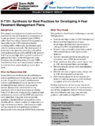 Synthesis for Best Practices for Developing 4Year Pavement Management Plans Summary
