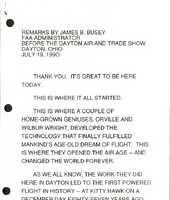 FAA Administrator James B Busey Speeches July 1990