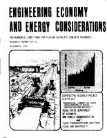 Engineering Economy and Energy Considerations Environmental Conditions for Placing Asphalt Concrete
