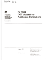 US Department of Transportation Awards to Academic Institutions in Fiscal Year 1983