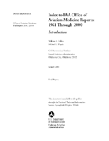 Index to FAA Office of Aviation Medicine Reports 1961 through 2000