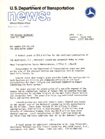 US Department of Transportation News Office of Public Affairs UMTA 1780 DOT Awards 75 Million for Washington Subway