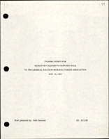 Talking Points for Secretary Elizabeth Hanford Dole to the General Aviation Manufacturers Association Draft