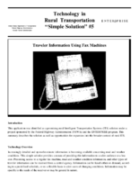 Technology in rural transportation Simple solution 5 traveler information using fax machines