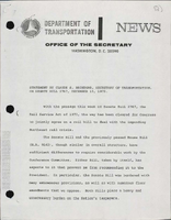 Statement by Claude S Brinegar Secretary of Transportation on Senate Bill 2767