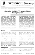 Upgrading the INDOT Pavement Friction Testing Program Technical Summary