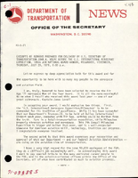 Excerpts of Remarks Prepared for Delivery by US Secretary of Transportation John A Volpe before the US International Aerospace Exposition