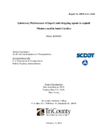 Laboratory Performance of Liquid AntiStripping Agents in Asphalt Mixtures used in South Carolina