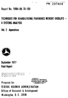 Techniques for Rehabilitating Pavements Without Overlays  A Systems Analysis Vol 2 Appendixes