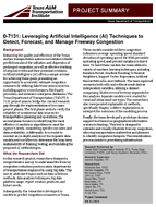 Leveraging Artificial Intelligence AI Techniques to Detect Forecast and Manage Freeway Congestion Project Summary