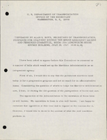 Testimony by Alan S Boyd Secretary of Transportation Prepared for Delivery Before the House Merchant Marine and Fisheries Committee Washington DC