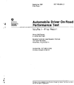 Automobile Driver OnRoad Performance Test Volume 1 Final Report