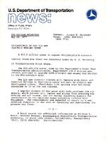 US Department of Transportation News Office of Public Affairs UMTA 7731 Philadelphia to get 110 New Electric Trolley Buses