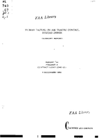 Human Factors In Air Traffic Control Systems Design Summary Report Part I