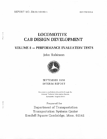 Locomotive cab design development Volume 5  performance evaluation tests