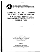 Identification of Factors for Selecting Modes and Routes for Shipping HighLevel Radioactive Waste and Spent Nuclear Fuel