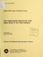 The Indianapolis Experience with Open Entry in the Taxi Industry Final Report