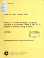 Priority Treatment for High Occupancy Vehicles in the United States A Review of Recent and Forthcoming Projects