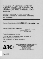 Analysis of Remaining Life for Runway 17R35L and Taxiway L at DallasFort Worth International Airport Volume I Executive Summary