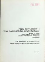 Final Supplement 1  Final Environmental Impact Statement Metro a Route Shady Grove to Rockville Montgomery County Maryland IT239003 US Department of Transportation Urban Mass Transportation AdministrationVolume IT239003