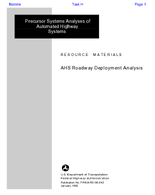 Precursor Systems Analyses of Automated Highway Systems Activity Area H AHS Roadway Deployment Analysis