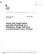 Safety Belt Usage Before and After Enactment of a Mandatory Usage Ordinance LexingtonFayette County Kentucky