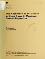 The Application of the Federal Antitrust Laws to Municipal Taxicab Regulation