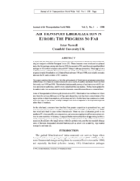 Air Transport Liberalization in Europe The Progress So Far