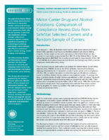 Motor Carrier Drug and Alcohol Violations Comparison of Compliance Review Data from SafeStat Selected Carriers and a Random Sample of Carriers