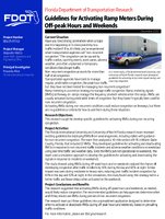Guidelines for Activating Ramp Meters During OffPeak Hours and Weekends Summary