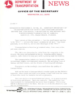 Assistant Secretary of Transportation for Environment Safety and Consumer Affairs Benjamin O Davis Speeches MarchJune 1972