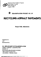 Recycling Asphalt Pavements Fergus Falls Minnesota