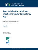Base Stabilization Additives  Effect on Granular Equivalency GE