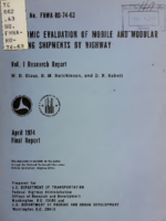 Economic Evaluation of Mobile and Modular Housing Shipments by Highway Vol I Research Report