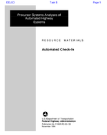 Precursor Systems Analyses of Automated Highway Systems Activity Area B Automated CheckIn